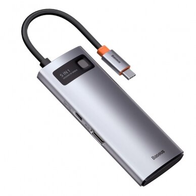 Baseus Metal Gleam Series 5-in-1 Multifunkcinis Šakotuvas HUB USB Type C - USB Type C 100 W / HDMI 4K 30 Hz / 3x USB 3.2 Gen 1 (CAHUB-CX0G) 6