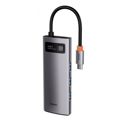Baseus Metal Gleam Series 5-in-1 Multifunkcinis Šakotuvas HUB USB Type C - USB Type C 100 W / HDMI 4K 30 Hz / 3x USB 3.2 Gen 1 (CAHUB-CX0G) 7