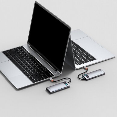 Baseus Metal Gleam Series 5-in-1 Multifunkcinis Šakotuvas HUB USB Type C - USB Type C 100 W / HDMI 4K 30 Hz / 3x USB 3.2 Gen 1 (CAHUB-CX0G) 9