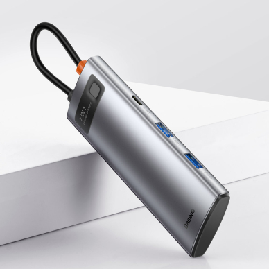 Jungčių Daugiklis Baseus Metal Gleam Series 7-in-1 multifunctional type-C HUB docking station HDMI TF cards PD Pilkas (WKWG020113) UGLX912 9 Jungčių Daugiklis Baseus Metal Gleam Series 7-in-1 multifunctional type-C HUB docking station HDMI TF cards PD Pilkas (WKWG020113) UGLX912 9