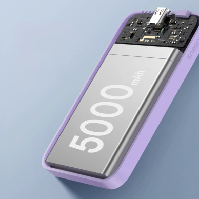 Baseus mini power bank 5000mAh 20W + USB-C Kabelis (20V/3A) - violetinis 8 Baseus mini power bank 5000mAh 20W + USB-C Kabelis (20V/3A) - violetinis 8