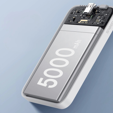 Baseus mini Power Bank 5000mAh 20W + USB-C kabelis (20V/3A) – baltas 10