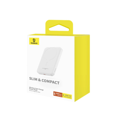Baseus mini Power Bank 5000mAh 20W + USB-C kabelis (20V/3A) – baltas 3