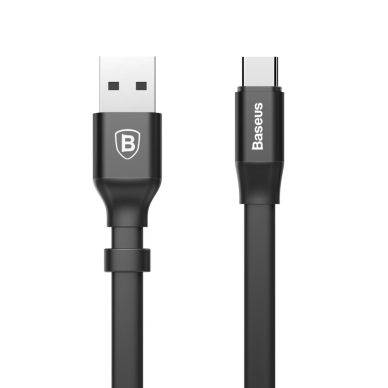 Kabelis Baseus Nimble Flat Portable Usb / Usb-C Cable 2A 0,23M Juodas 1 Kabelis Baseus Nimble Flat Portable Usb / Usb-C Cable 2A 0,23M Juodas 1