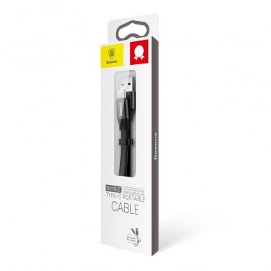Kabelis Baseus Nimble Flat Portable Usb / Usb-C Cable 2A 0,23M Juodas 14
