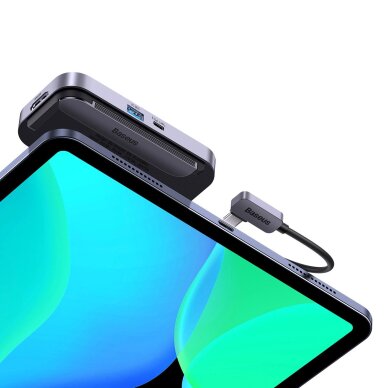 USB-C hubas Baseus PadJoy universalus 4-in-1 planšetėms / išmaniesiems – tamsiai pilkas 1