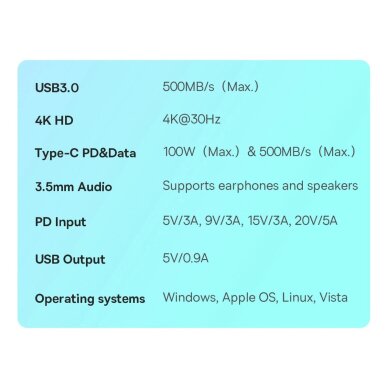 USB-C hubas Baseus PadJoy universalus 4-in-1 planšetėms / išmaniesiems – tamsiai pilkas 12