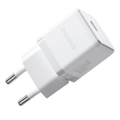 Sieninis įkroviklis Baseus Palm 1C 20 W su Baseus Mini White USB-C 60 W (20 V/3 A) 1 m kabeliu – baltas