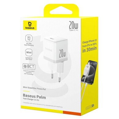 Sieninis įkroviklis Baseus Palm 20 W USB-C – baltas 6