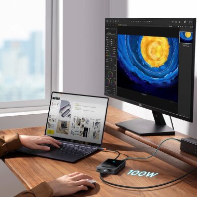 USB-C hubas Baseus PioneerJoy 8-in-1 HDMI 4K@60Hz + HDMI 4K@30Hz + DisplayPort 8K@30Hz + VGA + 2 × USB-A 3.0 + 2 × USB-C – pilkas 9 USB-C hubas Baseus PioneerJoy 8-in-1 HDMI 4K@60Hz + HDMI 4K@30Hz + DisplayPort 8K@30Hz + VGA + 2 × USB-A 3.0 + 2 × USB-C – pilkas 9