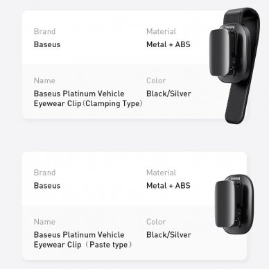 Baseus Platinum Vehicle Eyewear Clip Clamping Type Sidabrinis (Acyjn-B0S) 18