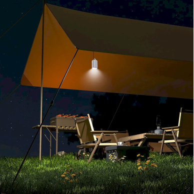 Baseus PocketGo Pro turistinė pompa su oro išleidimo funkcija ir LED žibintuvėliu – baltas 12