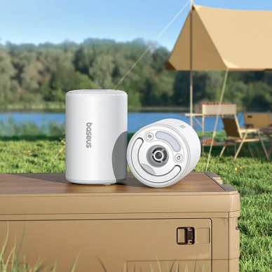 Baseus PocketGo Pro turistinė pompa su oro išleidimo funkcija ir LED žibintuvėliu – baltas 7