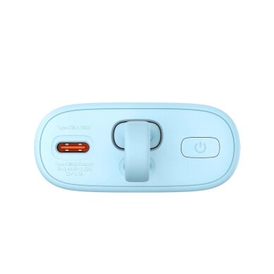 Išorinė baterija Baseus Popsicle 5200 mAh 20 W su integruotu Lightning kabeliu (+ baltas Baseus Simple USB-C – USB-C 60 W 20 V/3 A 30 cm kabelis) – mėlyna / oranžinė 4