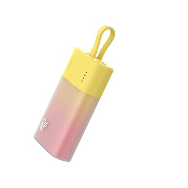 Išorinė baterija Baseus Popsicle 5200 mAh 20 W su integruotu Lightning kabeliu (+ baltas Baseus Simple USB-C – USB-C 60 W 20 V/3 A 30 cm kabelis) – geltona / rožinė 2