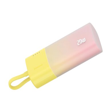 Išorinė baterija Baseus Popsicle 5200 mAh 20 W su integruotu Lightning kabeliu (+ baltas Baseus Simple USB-C – USB-C 60 W 20 V/3 A 30 cm kabelis) – geltona / rožinė 5 Išorinė baterija Baseus Popsicle 5200 mAh 20 W su integruotu Lightning kabeliu (+ baltas Baseus Simple USB-C – USB-C 60 W 20 V/3 A 30 cm kabelis) – geltona / rožinė 5