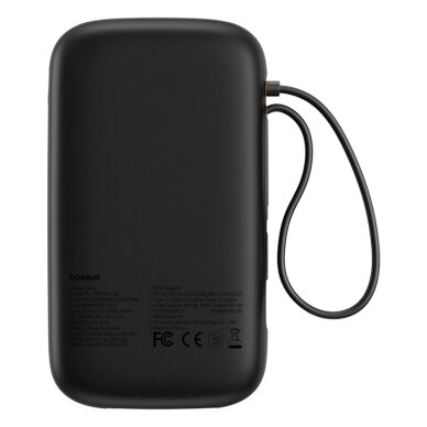 Išorinė baterija Baseus QPow 2 20000 mAh 30 W su 2 integruotais USB-C kabeliais – juoda 1 Išorinė baterija Baseus QPow 2 20000 mAh 30 W su 2 integruotais USB-C kabeliais – juoda 1