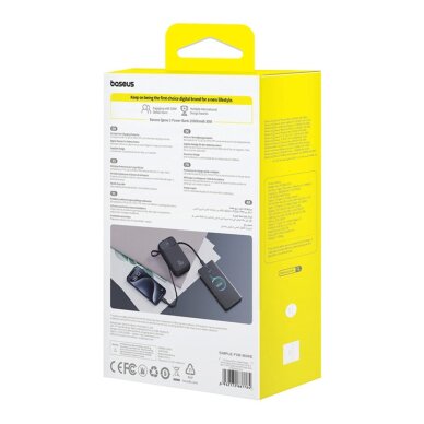 Išorinė baterija Baseus QPow 2 20000 mAh 30 W su 2 integruotais USB-C kabeliais – juoda 7 Išorinė baterija Baseus QPow 2 20000 mAh 30 W su 2 integruotais USB-C kabeliais – juoda 7