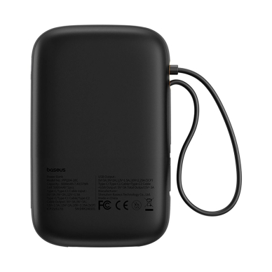 Baseus QPow 2 30W 10000mAh Power Bank su integruotu USB-C kabeliu – juodas 1