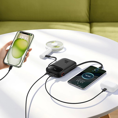 Baseus QPow 2 30W 10000mAh Power Bank su integruotu USB-C kabeliu – juodas 13