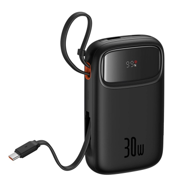 Baseus QPow 2 30W 10000mAh Power Bank su integruotu USB-C kabeliu – juodas 4