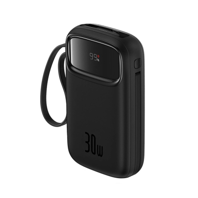 Baseus QPow 2 30W 10000mAh Power Bank su integruotu USB-C kabeliu – juodas 5