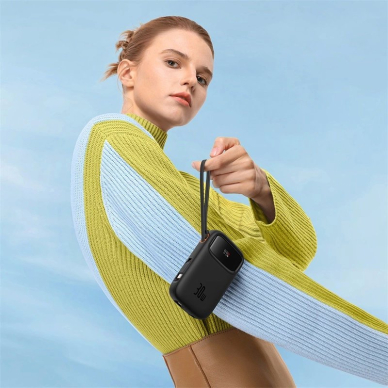 Baseus QPow 2 30W 10000mAh Power Bank su integruotu USB-C kabeliu – juodas 8