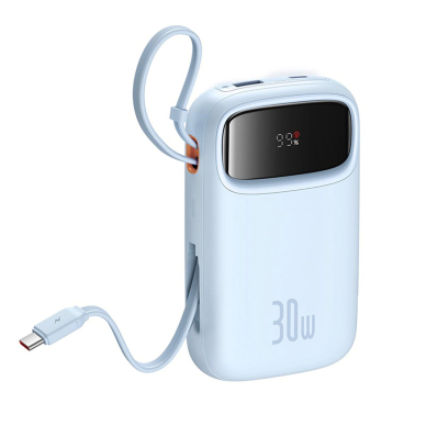 Baseus QPow 2 30W 10000mAh Power Bank su integruotu USB-C kabeliu – mėlynas 4