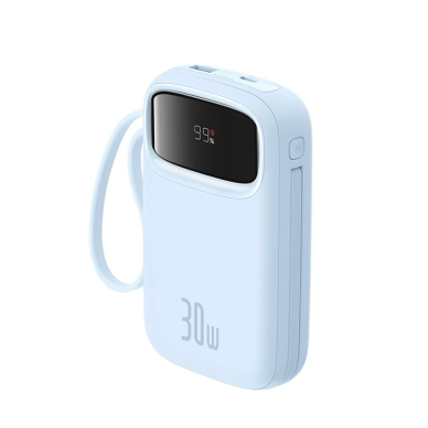 Baseus QPow 2 30W 10000mAh Power Bank su integruotu USB-C kabeliu – mėlynas 5