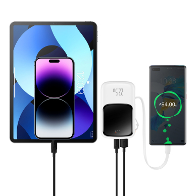 Baseus Qpow Digital Display powerbank with fast charging 10000mAh 22.5W QC/PD/SCP/FCP with built-in USB-C cable Baltas 11 Baseus Qpow Digital Display powerbank with fast charging 10000mAh 22.5W QC/PD/SCP/FCP with built-in USB-C cable Baltas 11