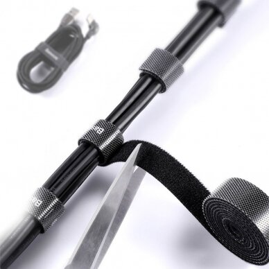 Baseus Rainbow Circle Velcro Straps Juosta Skirta Kabelių Tvarkai Palaikyti 3M Juodas (Acmgt-F01) UGLX912 12 Baseus Rainbow Circle Velcro Straps Juosta Skirta Kabelių Tvarkai Palaikyti 3M Juodas (Acmgt-F01) UGLX912 12