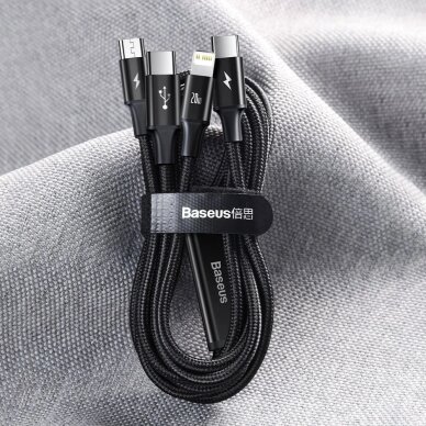 Krovimo kabelis Baseus Rapid Series 3in1 USB-C – USB-C / Lightning / micro USB 20 W PD 1.5 m – žalias 18 Krovimo kabelis Baseus Rapid Series 3in1 USB-C – USB-C / Lightning / micro USB 20 W PD 1.5 m – žalias 18