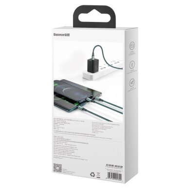 Krovimo kabelis Baseus Rapid Series 3in1 USB-C – USB-C / Lightning / micro USB 20 W PD 1.5 m – žalias 5 Krovimo kabelis Baseus Rapid Series 3in1 USB-C – USB-C / Lightning / micro USB 20 W PD 1.5 m – žalias 5