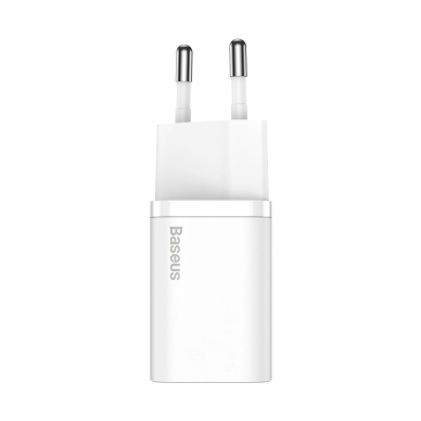 Baseus Si USB-C 25W 3A greitas įkroviklis su USB-C / USB-C 1 m kabeliu – baltas 18