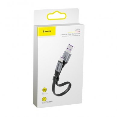 Kabelis Baseus Simple Hw Quick Charge Charging Data Cable Usb skirta Type-C 5A 40W 23Cm pilkas 18