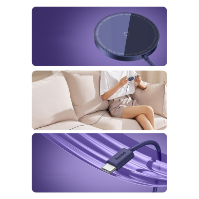 Baseus Simple Mini3 magnetic charger MagSafe Qi 15W purple 20 Baseus Simple Mini3 magnetic charger MagSafe Qi 15W purple 20