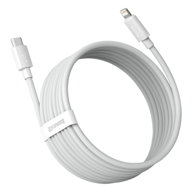 Baseus Simple Wisdom Lightning / USB-C kabelis 20W 1.5 m, 2 vnt. – baltas 3
