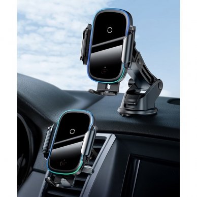 Automobilinis Telefono Laikiklis Tvirtinamas Į Groteles Baseus Smart Vehicle Bracket Wireless Qi Charger 15W Juodas 10