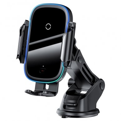 Automobilinis Telefono Laikiklis Tvirtinamas Į Groteles Baseus Smart Vehicle Bracket Wireless Qi Charger 15W Juodas 2