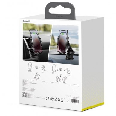 Automobilinis Telefono Laikiklis Tvirtinamas Į Groteles Baseus Smart Vehicle Bracket Wireless Qi Charger 15W Juodas 21