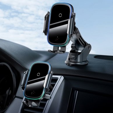 Automobilinis Telefono Laikiklis Tvirtinamas Į Groteles Baseus Smart Vehicle Bracket Wireless Qi Charger 15W Juodas 5
