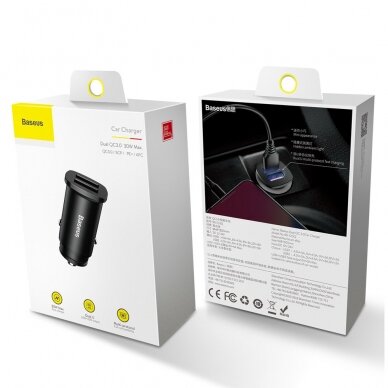 Automobilinis įkroviklis Baseus Square Universal Smart Car Charger 2X Usb Qc3.0 Quick Charge 3.0 Scp Afc 30W Juodas 9 Automobilinis įkroviklis Baseus Square Universal Smart Car Charger 2X Usb Qc3.0 Quick Charge 3.0 Scp Afc 30W Juodas 9