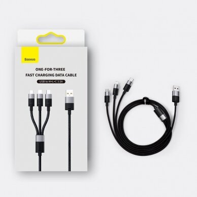 Baseus StarSpeed 1-for-3 Fast Charging Data Cable USB to M+L+C 3.5A 1.2m White 16