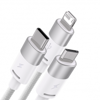 Baseus StarSpeed 1-for-3 Fast Charging Data Cable USB to M+L+C 3.5A 1.2m White 1