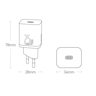 Pakrovėjas Baseus Super Si 1C USB Type C 25W Power Delivery Quick Charge Baltas (CCSP020102) 20