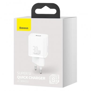 Greitas Buitinis Įkroviklis Baseus Super Si 1C USB Type C 30 W Power Delivery Quick Charge Baltas (CCSUP-J02) 4
