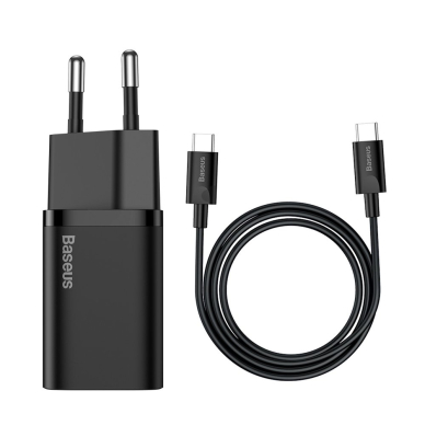 Baseus Super Si Quick Charger 1C 25W EU Sets Black + Mini Black Cable Type-C to Type-C 3A 1m (TZCCSUP-L01) Baseus Super Si Quick Charger 1C 25W EU Sets Black + Mini Black Cable Type-C to Type-C 3A 1m (TZCCSUP-L01)