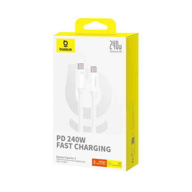 Baseus Superior 2 CB000066 USB-C / USB-C USB4 kabelis 240W 1.8 m – baltas 3