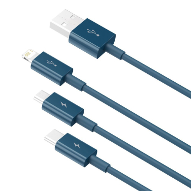 Baseus Superior Cable USB - Lightning / micro USB / USB Type 3,5 A 1,5m Blue (CAMLTYS-03) 3 Baseus Superior Cable USB - Lightning / micro USB / USB Type 3,5 A 1,5m Blue (CAMLTYS-03) 3