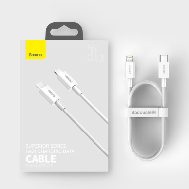 Baseus Superior Kabelis USB Type C - Lightning 20 W 1 m Baltas (CATLYS-A02) 14 Baseus Superior Kabelis USB Type C - Lightning 20 W 1 m Baltas (CATLYS-A02) 14